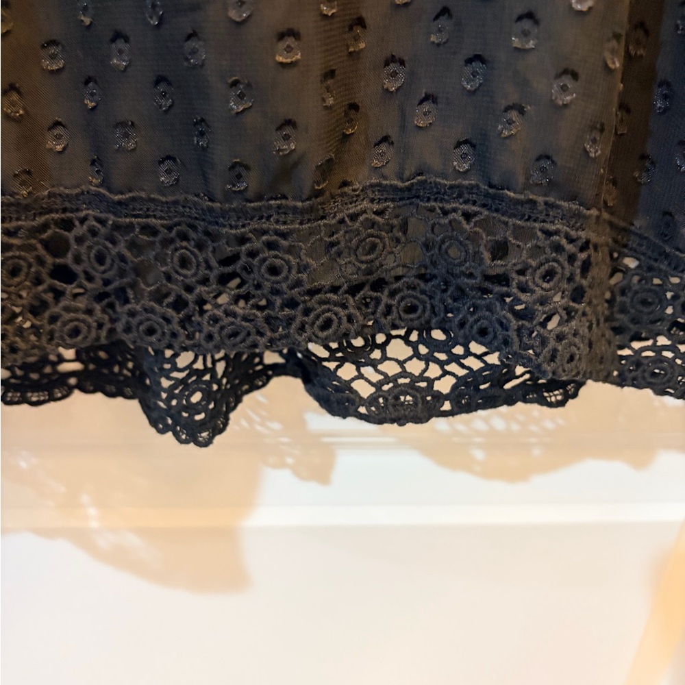 Daniel Rainn Black Swiss Dot Lace Trim Blouse - Picture 4 of 6